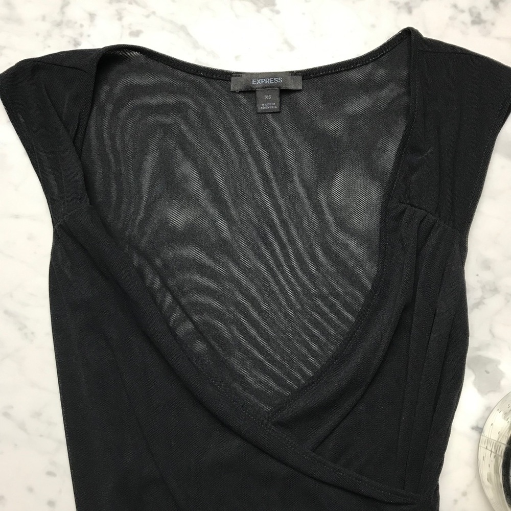 Express Deep V-Neck Black Sheer Top - Picture 3 of 9